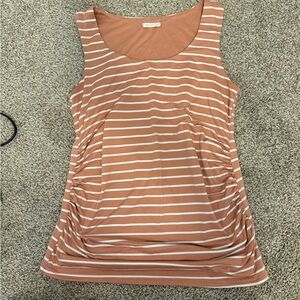 Heart & Hips Striped maternity Tank Top - Coral and White